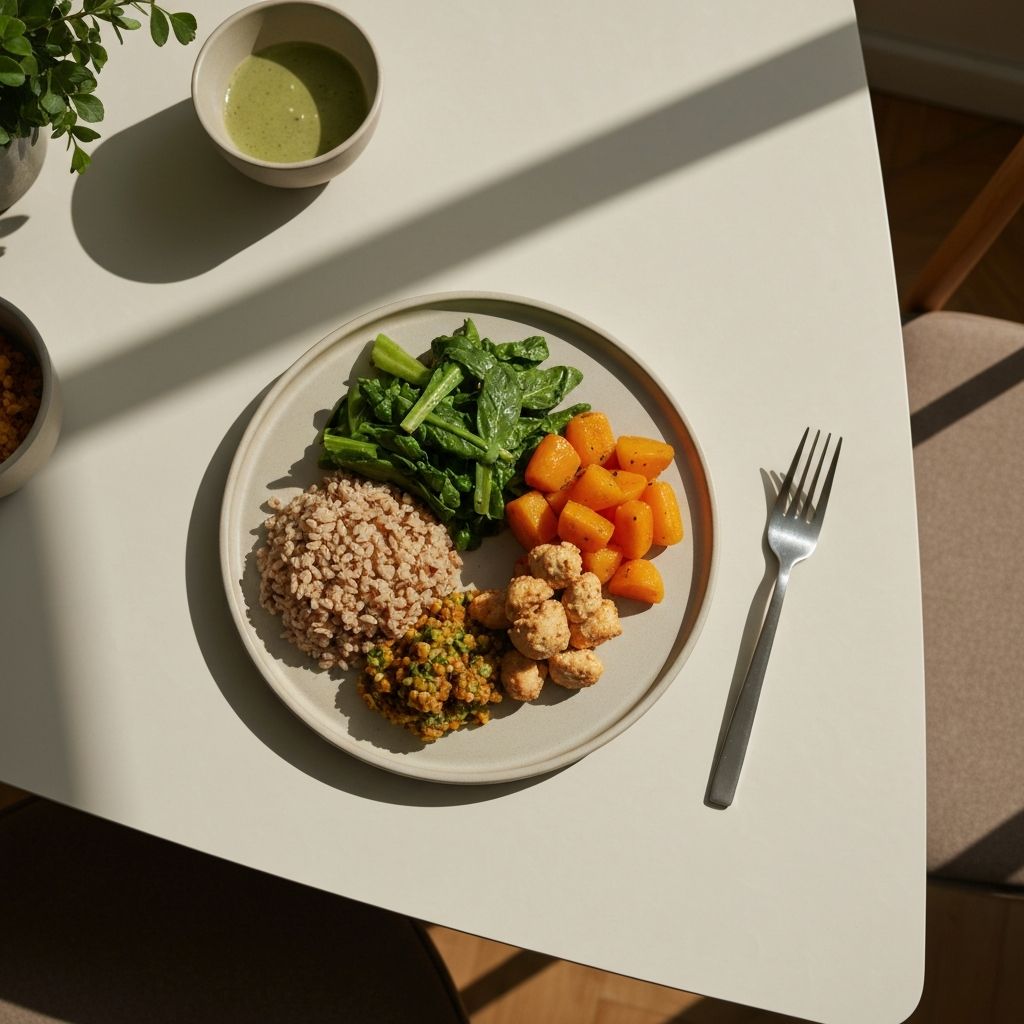 Balanced meal with whole grains and vegetables